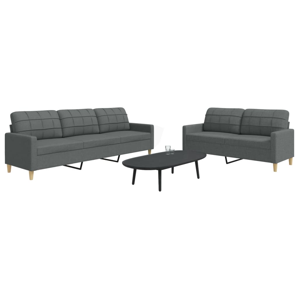 2 Pcs conjunto de sofás tecido cinzento-escuro