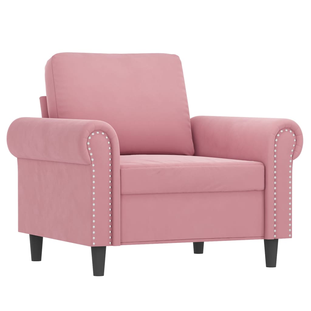 3 Pcs conjunto de sofás com almofadas veludo rosa