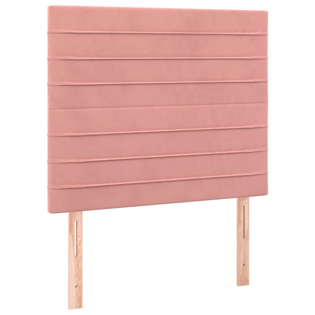 Cabeceira de cama c/ luzes LED veludo 100x5x118/128 cm rosa