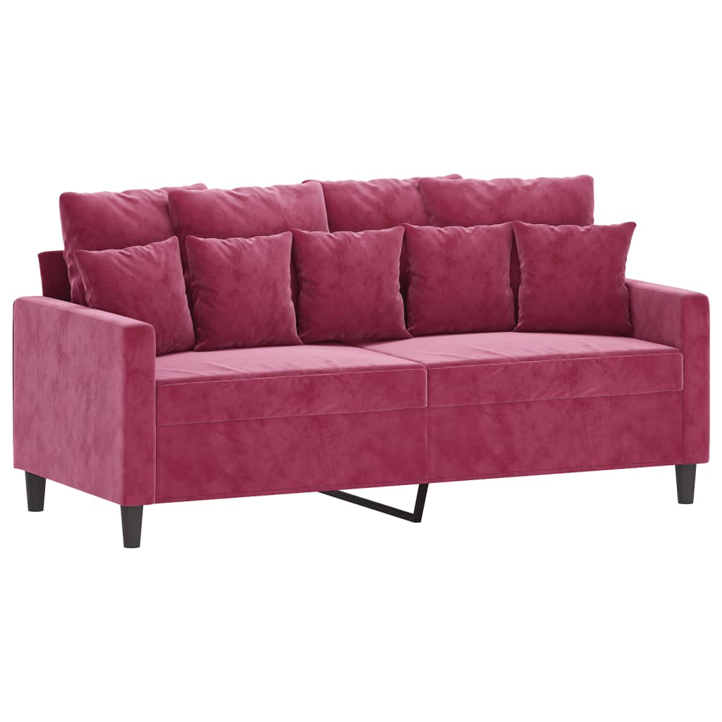 2 Pcs conjunto de sofás com almofadões veludo vermelho tinto