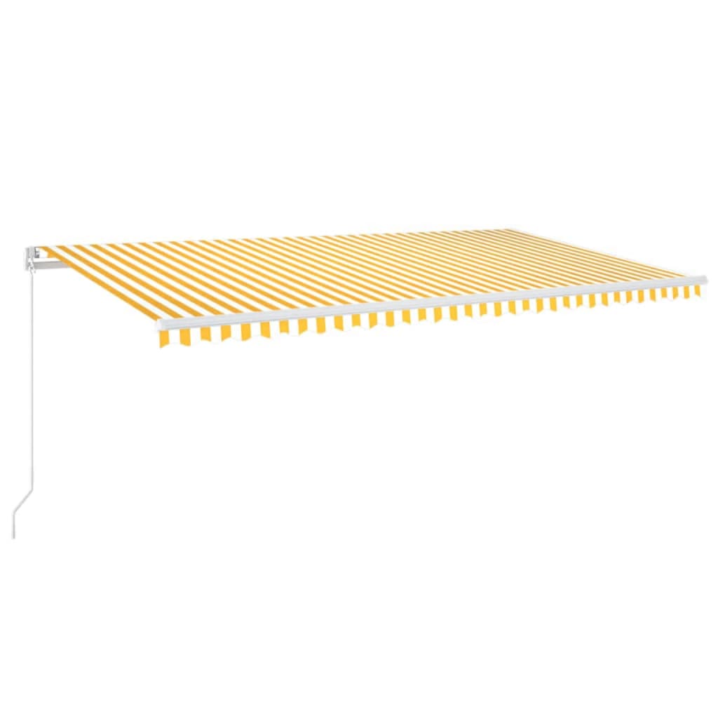 Toldo retrátil manual com LED 600x300 cm amarelo e branco