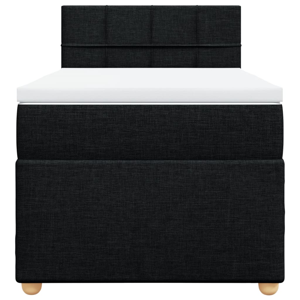 Cama com molas/colchão 100x200 cm tecido preto