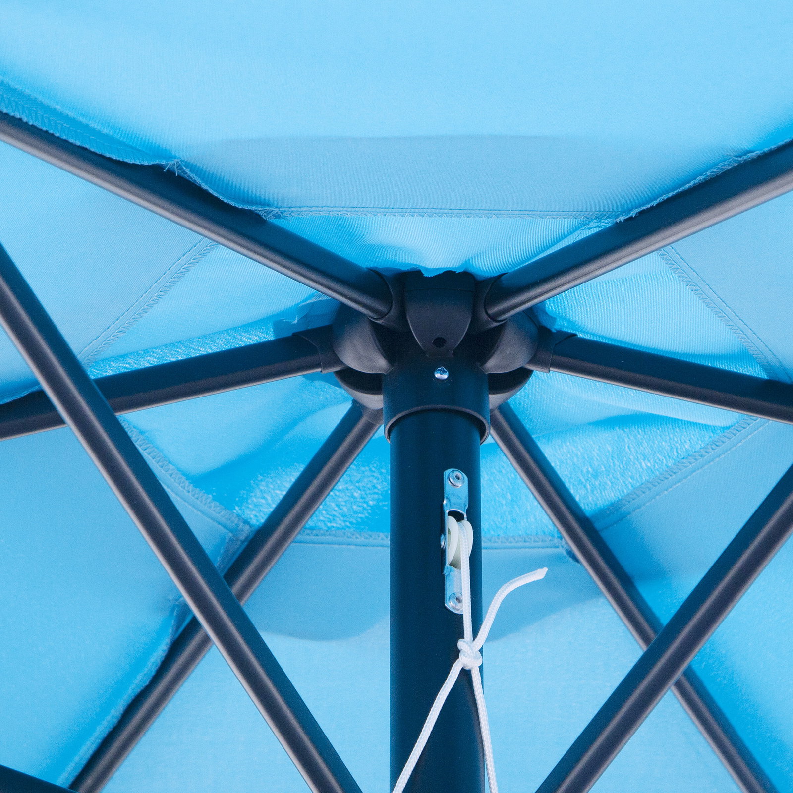 Chapéu de sol de jardim ø260x235 cm chapéu de sol reclinável com manivela mastro desmontável em alumínio e 6 varetas de metal azul