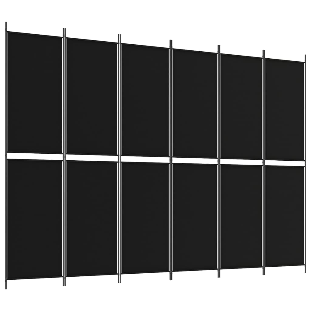 Divisória de quarto com 6 painéis 300x220 cm tecido preto