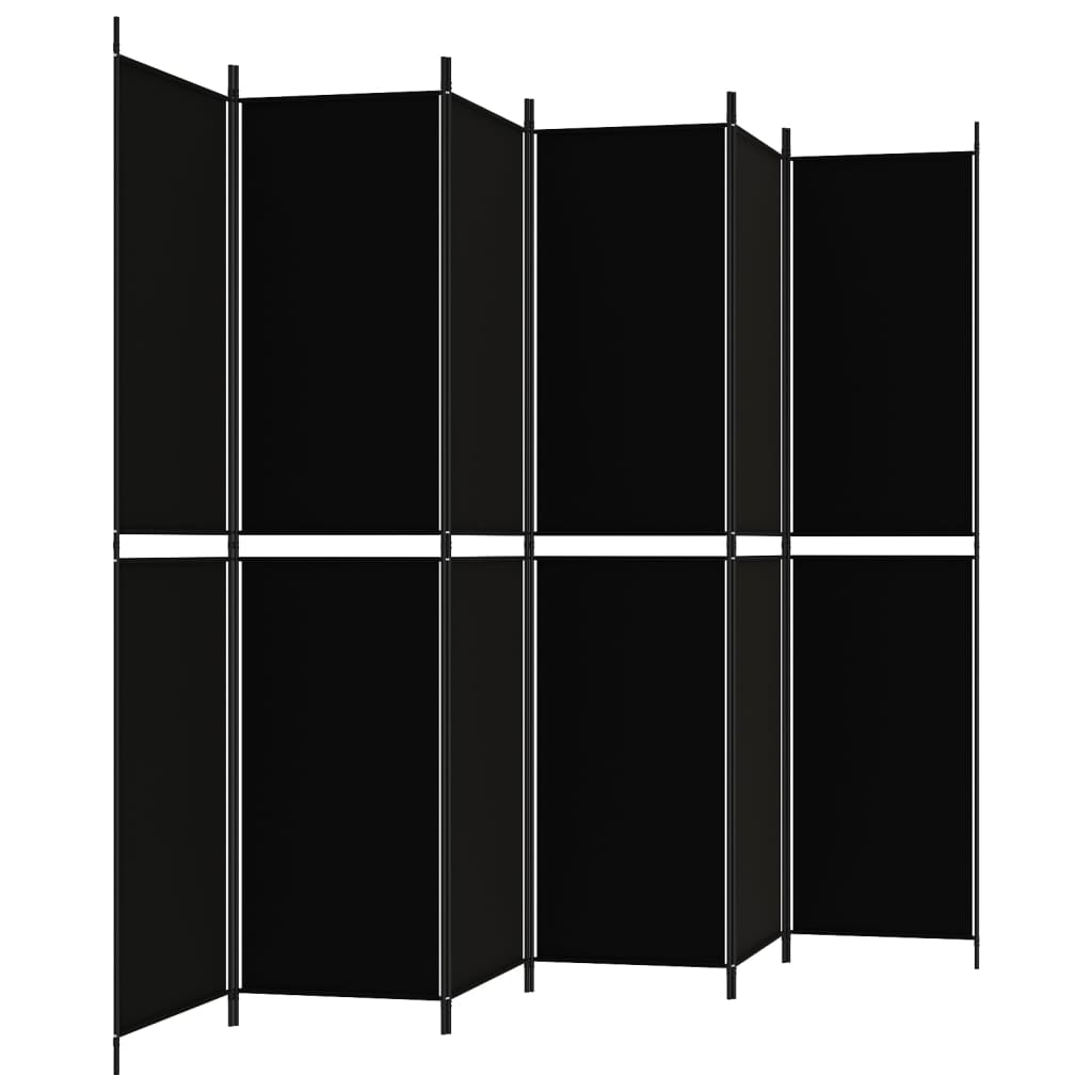 Divisória de quarto com 6 painéis 300x220 cm tecido preto