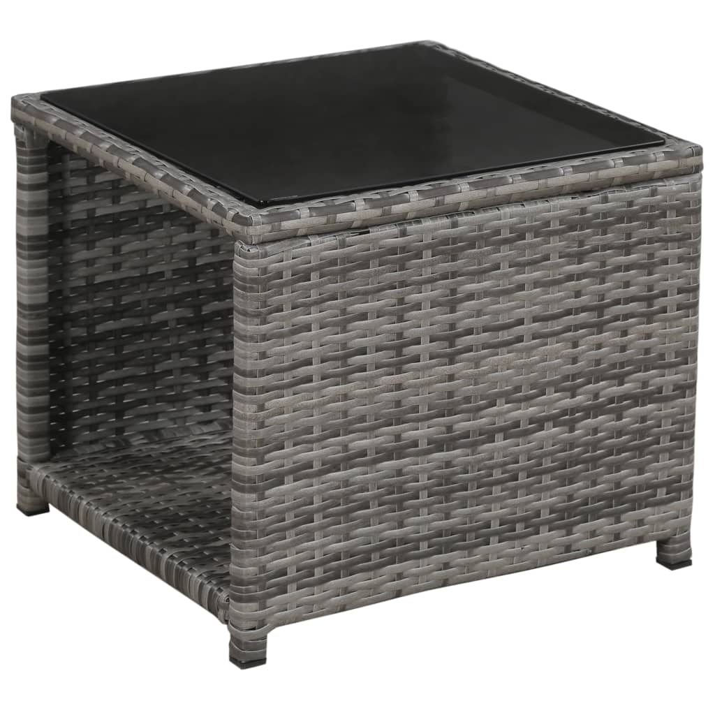 3 Pcs conjunto bistrô com almofadões vime PE cinzento