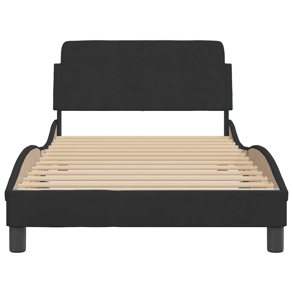 Estrutura de cama dover 100x200 cm veludo preto