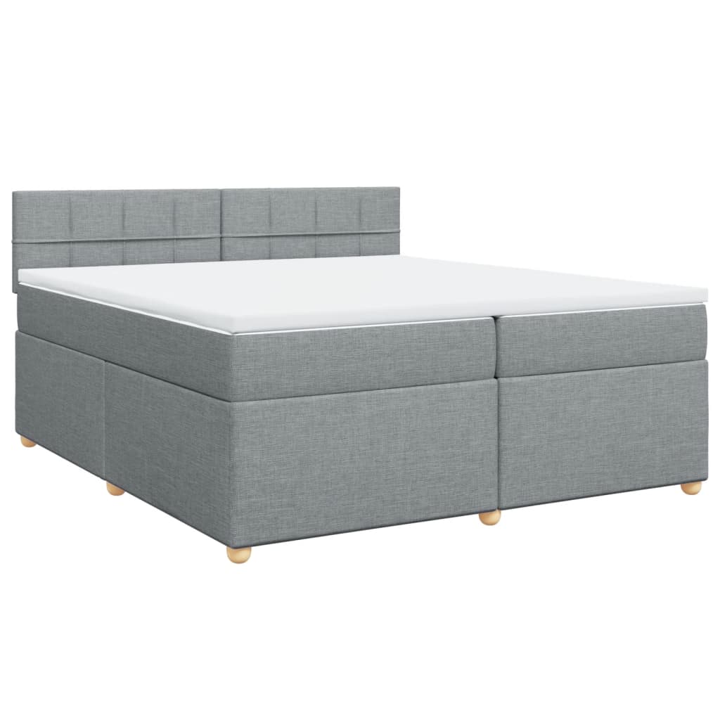 Cama com molas/colchão 200x200 cm tecido cinza-claro