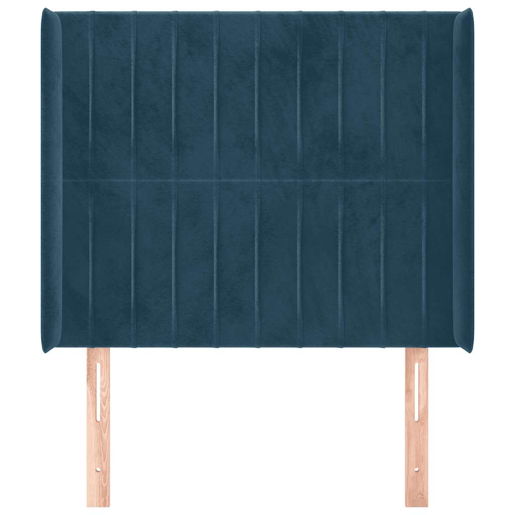 Cabeceira cama c/ abas veludo 83x16x118/128 cm azul-escuro