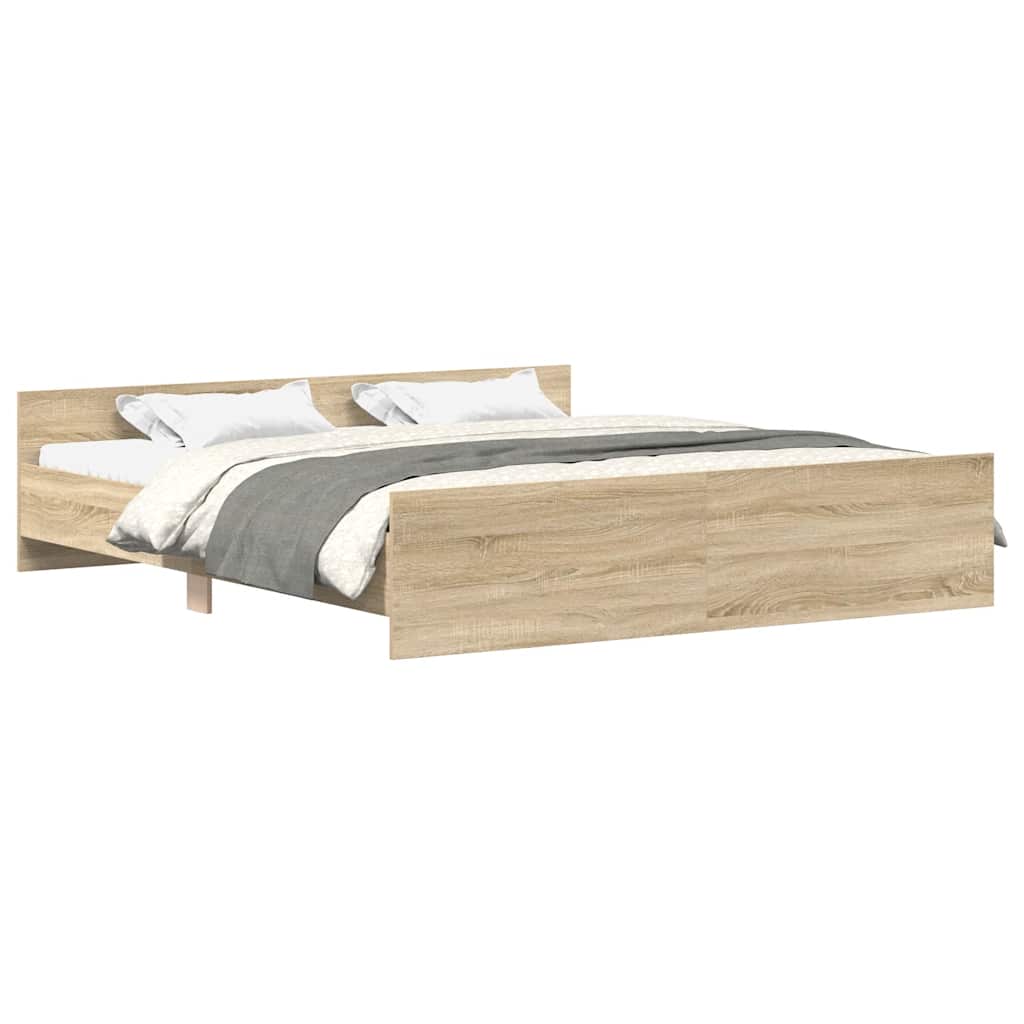 Estrutura cama c/ cabeceira/apoio pés 180x200cm carvalho sonoma
