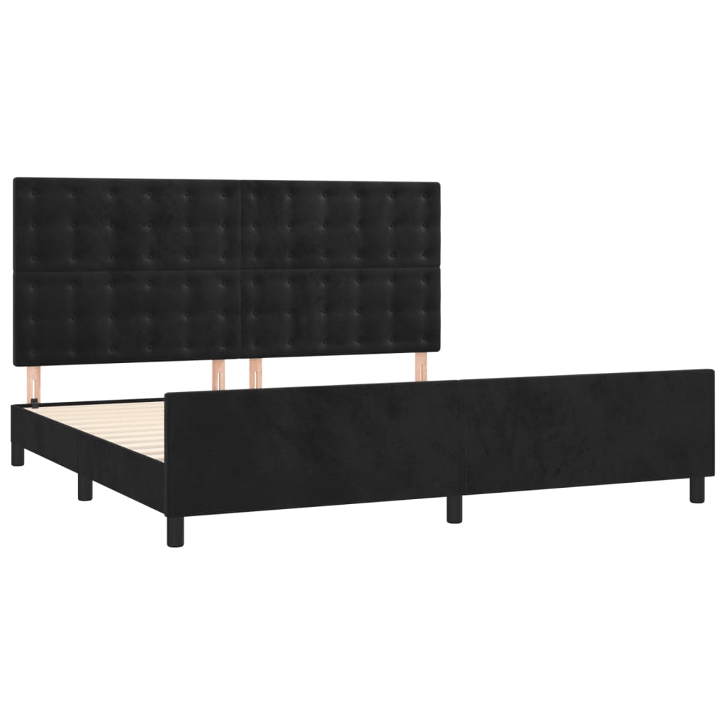 Estrutura de cama sem colchão 200x200 cm veludo preto