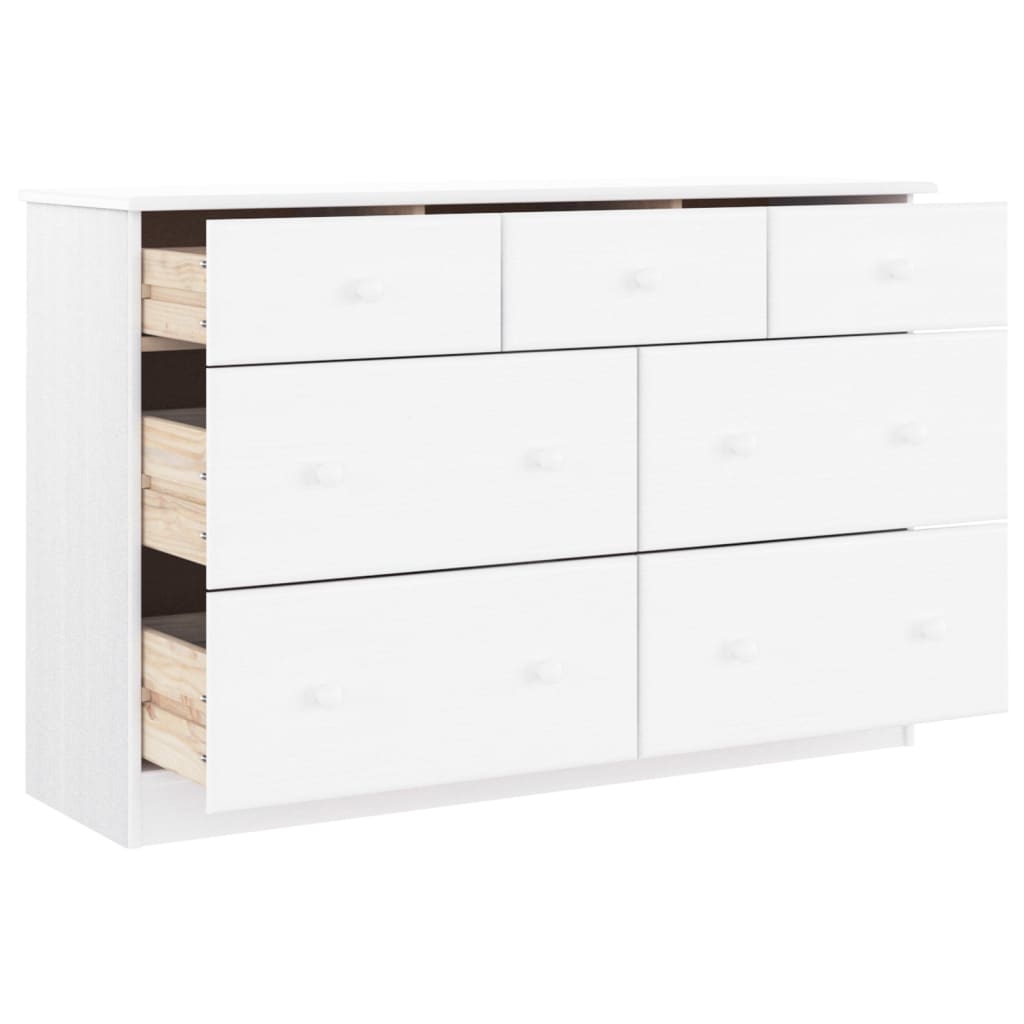 Cómoda alta 112x35x73 cm madeira de pinho maciça branco