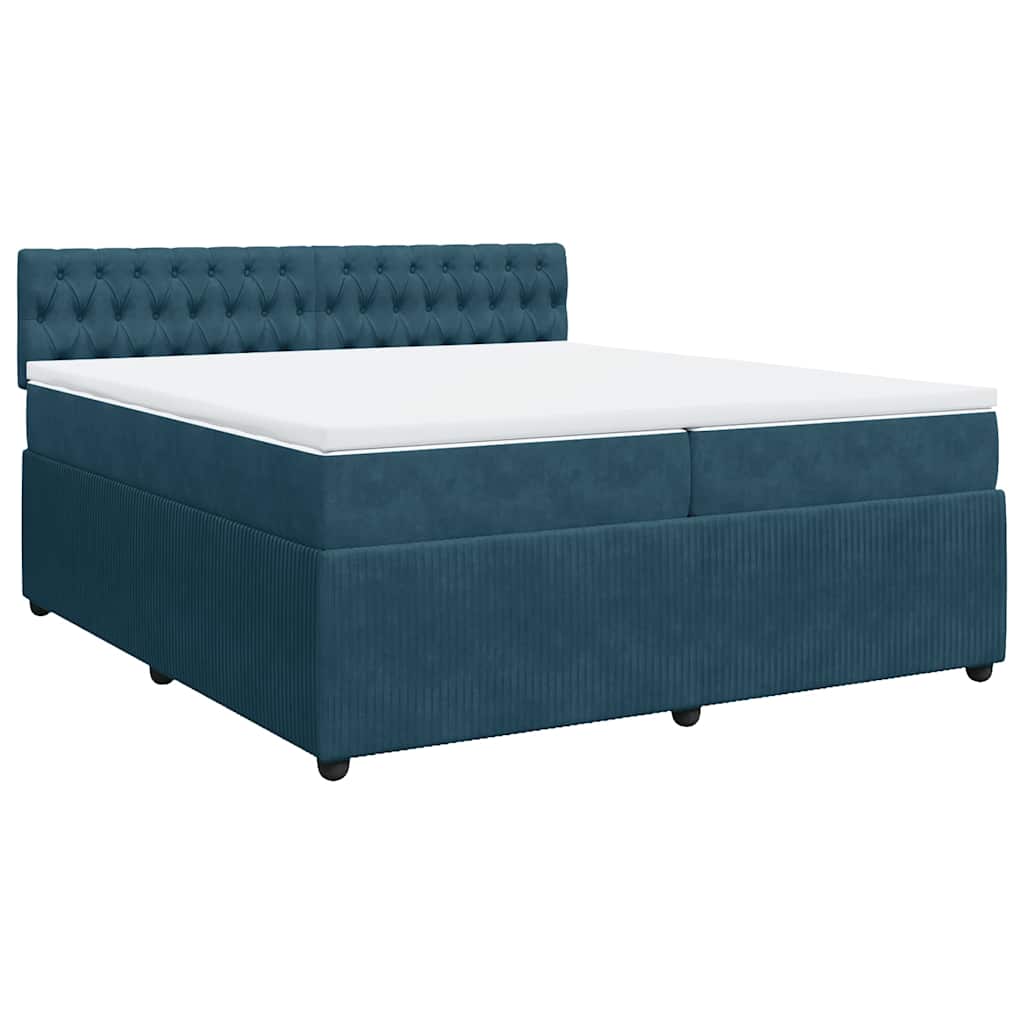 Cama com molas/colchão 200x200 cm veludo azul