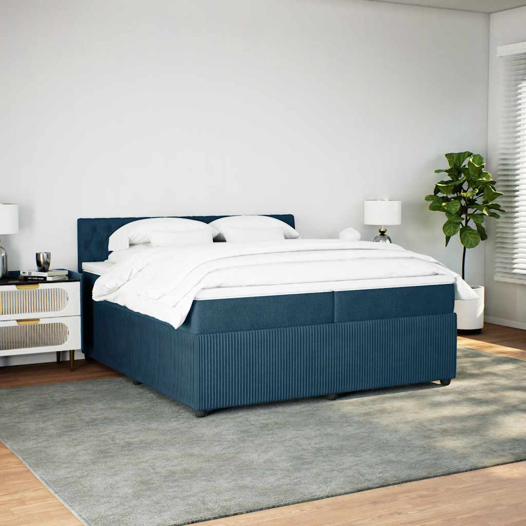 Cama com molas/colchão 200x200 cm veludo azul