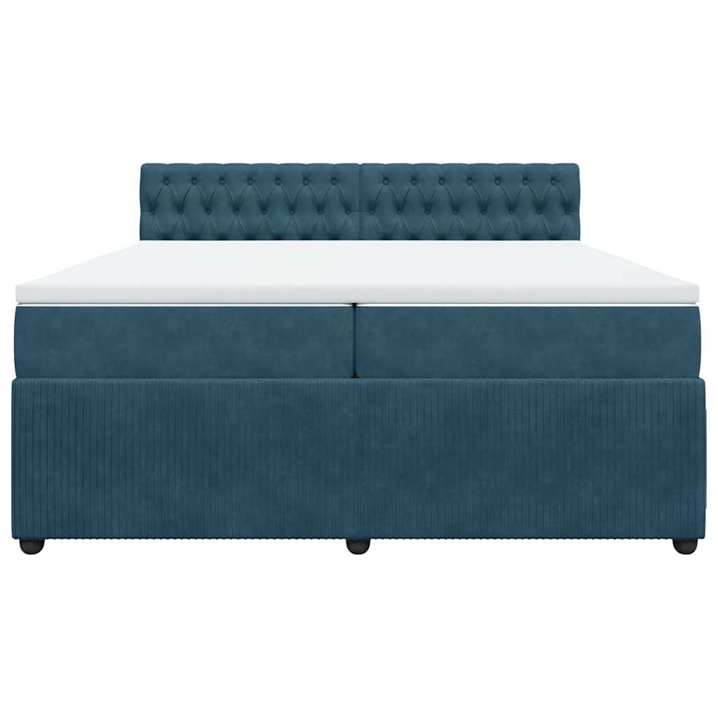 Cama com molas/colchão 200x200 cm veludo azul