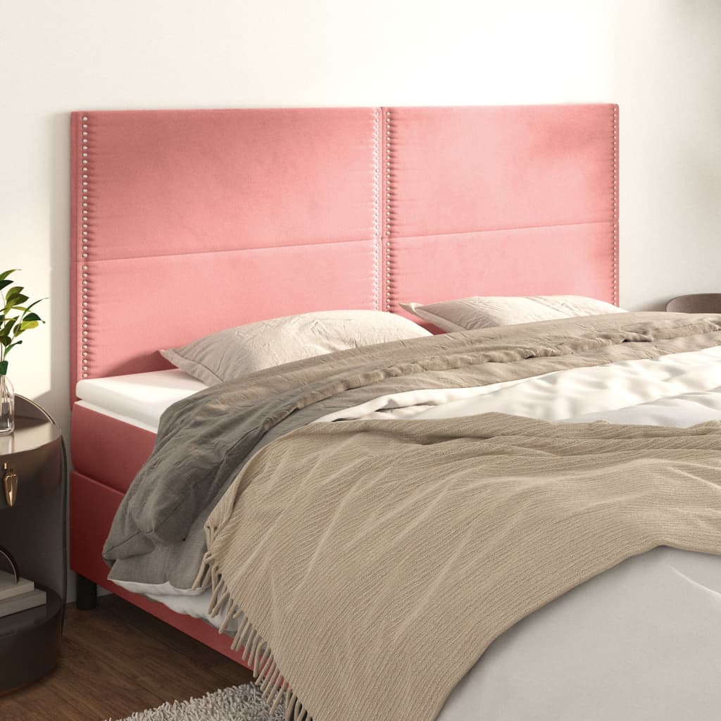 Cabeceira rosa 200x5x118/128 cm veludo