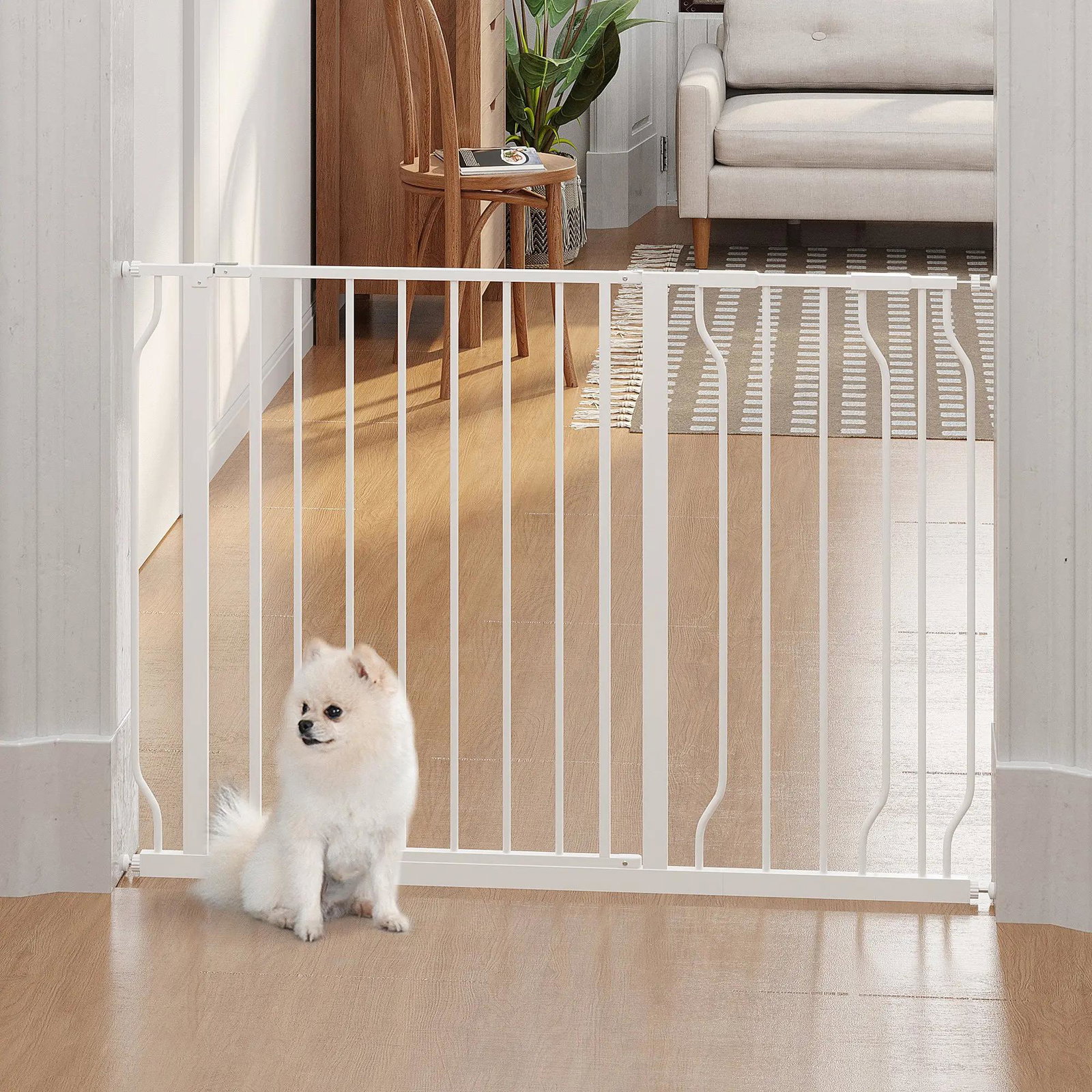 Barreira de Segurança para Cães Extensível para Escadas e Portas 75-115cm com 2 Extensões e 10-20cm Montagem a Pressão Aço Altur