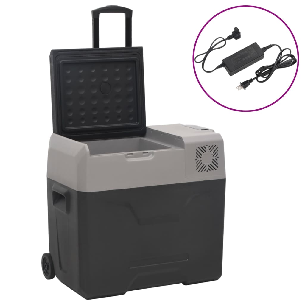 Mala térmica c/ rodas e adaptador 50l polipropileno preto/cinza
