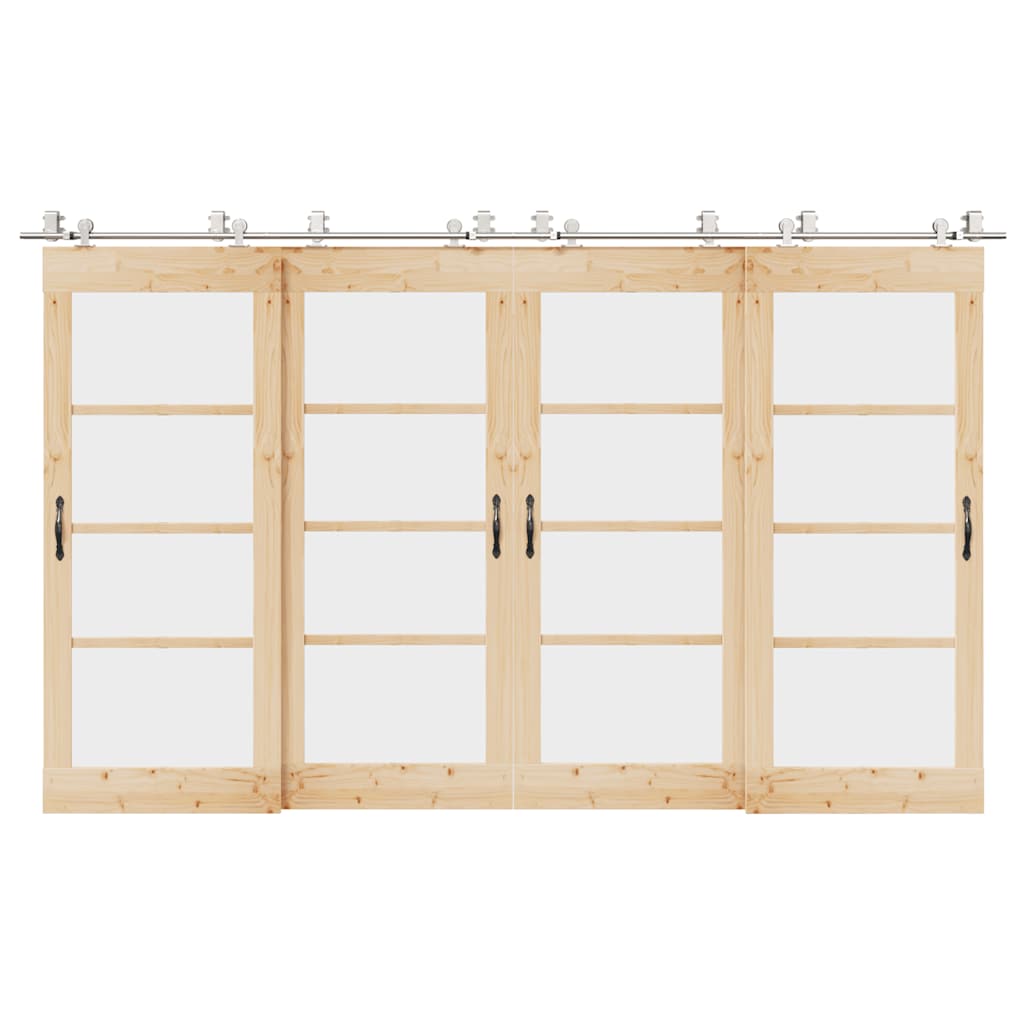 Kit ferragens p/ porta deslizante 366cm aço inoxidável prateado