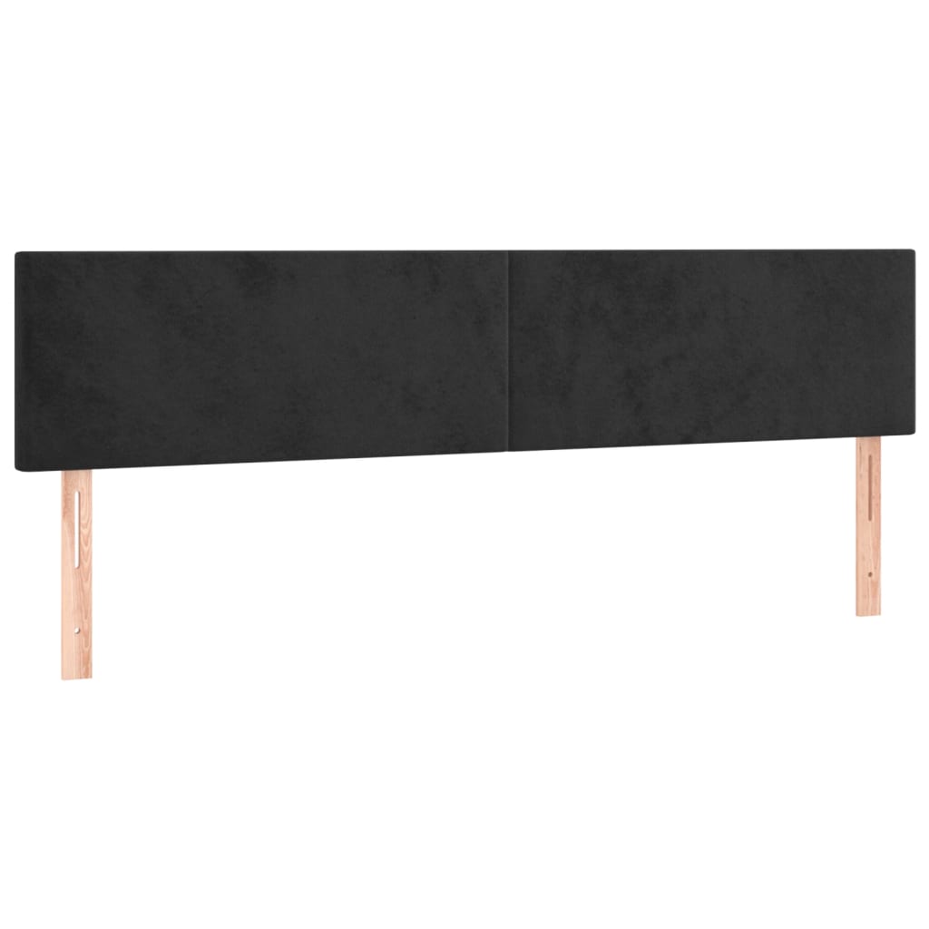 Cabeceira de cama c/ luzes LED veludo 200x5x78/88 cm preto