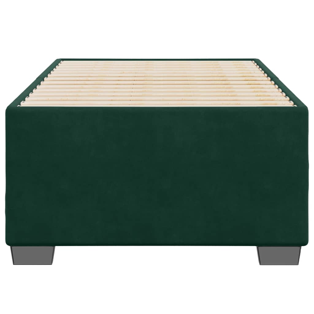 Estrutura de cama sem colchão 100x200 cm veludo verde-escuro