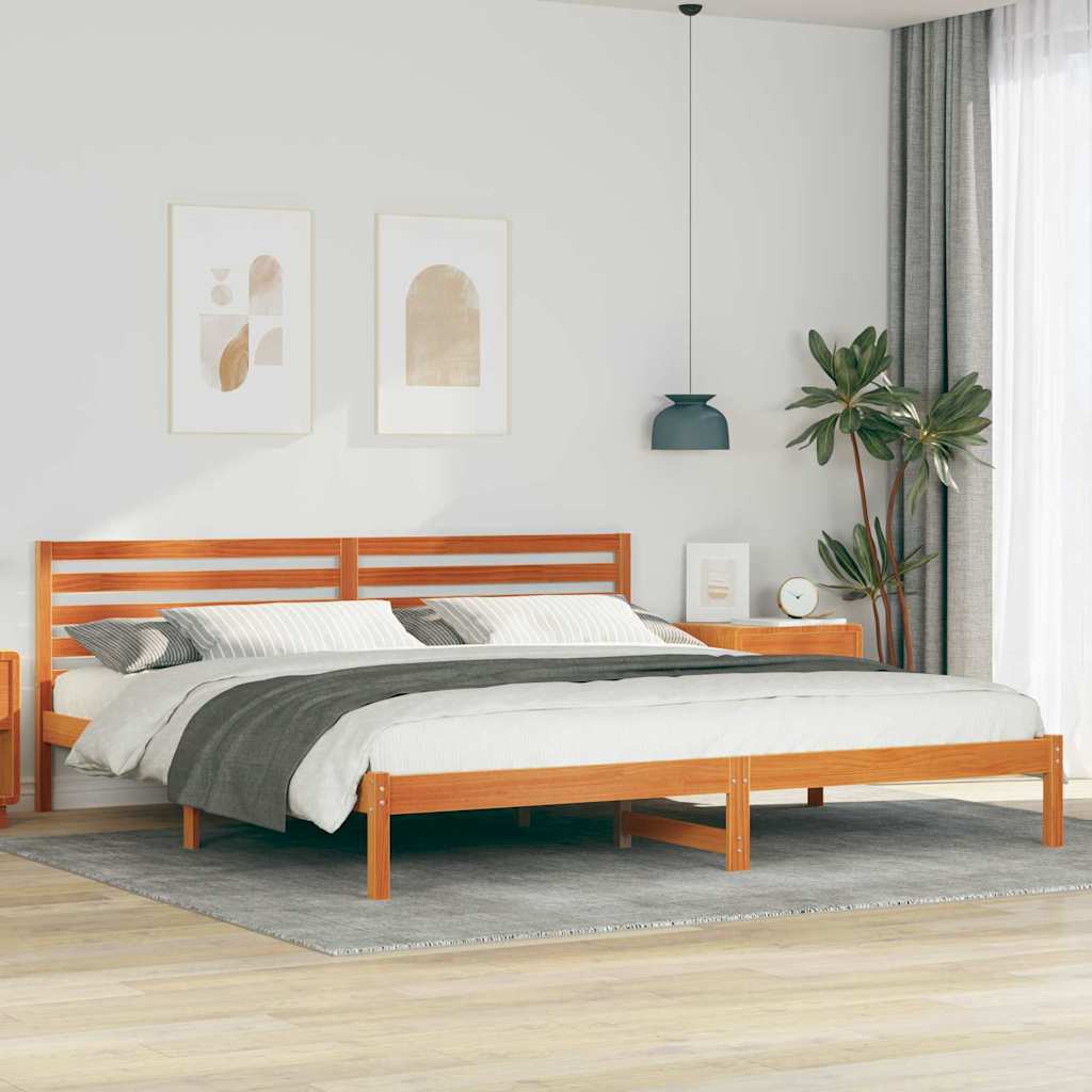 Estrutura da cama com cabeceira marrom cera 180 x 210 cm