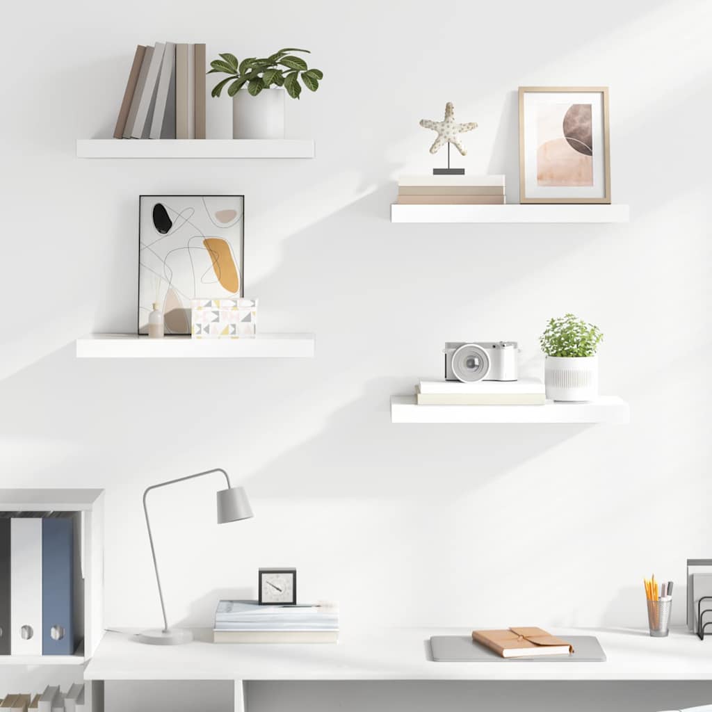 Prateleiras de parede suspensas 4 pcs 50x23,5x3,8cm MDF branco