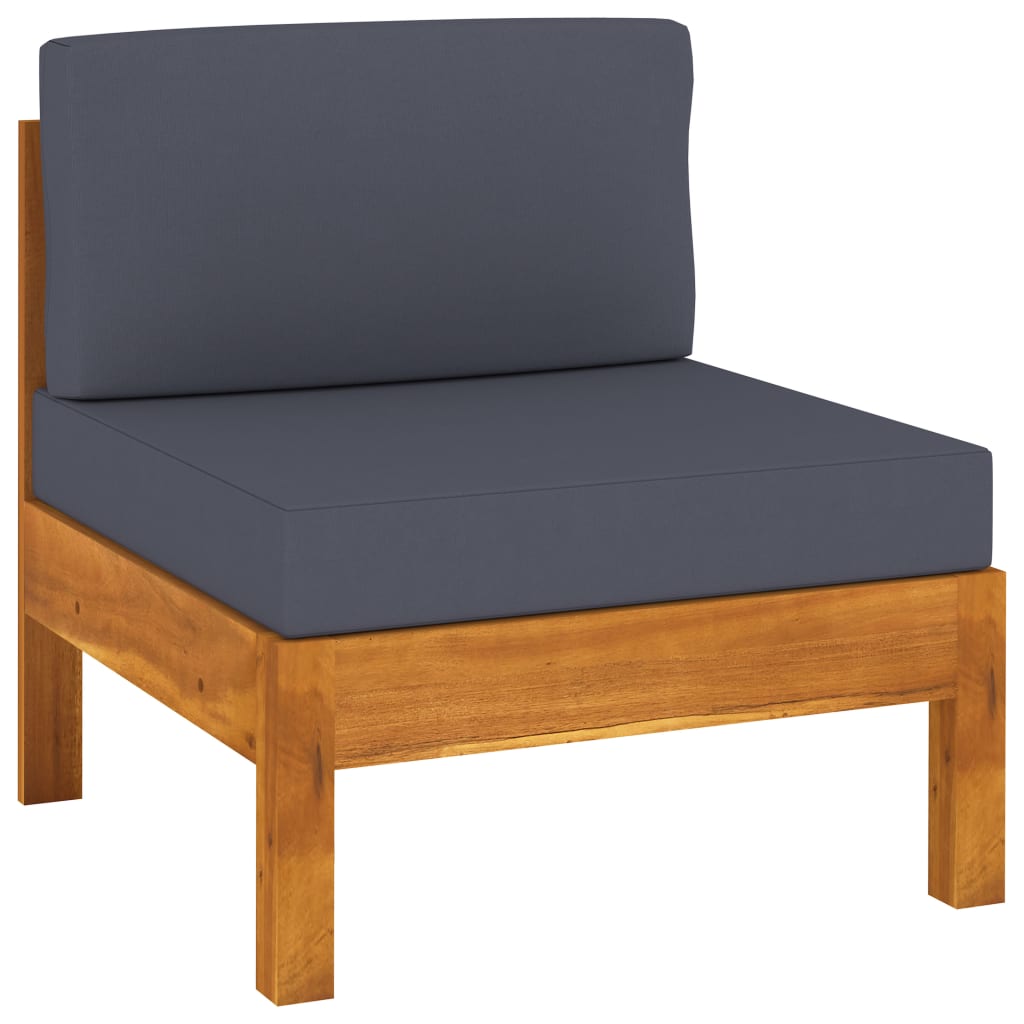 9 Pcs conj. lounge de jardim c/ almofadões cinza-escuro acácia