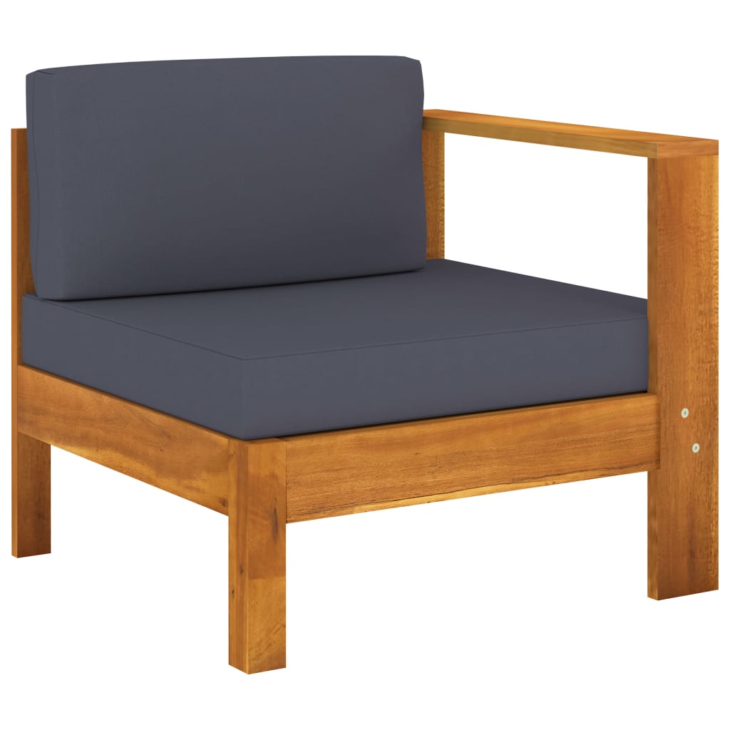 9 Pcs conj. lounge de jardim c/ almofadões cinza-escuro acácia