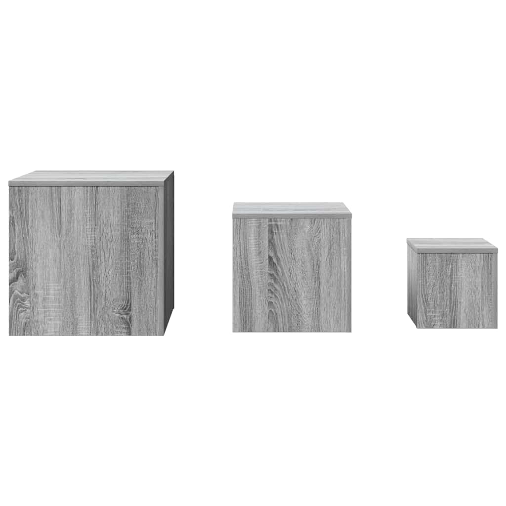 Mesas de apoio 3 pcs derivados de madeira cinzento sonoma