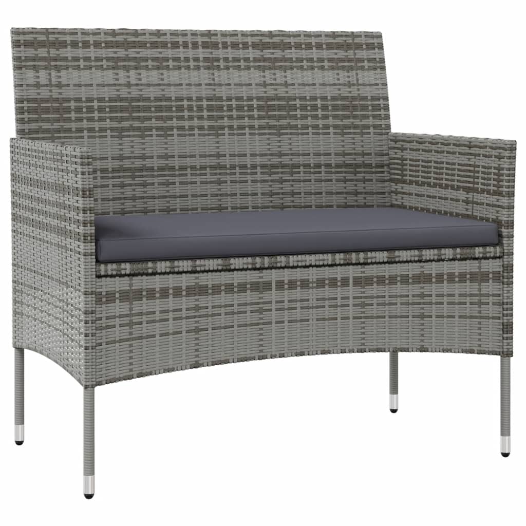 16 Pcs conjunto lounge de jardim c/ almofadões vime PE cinzento