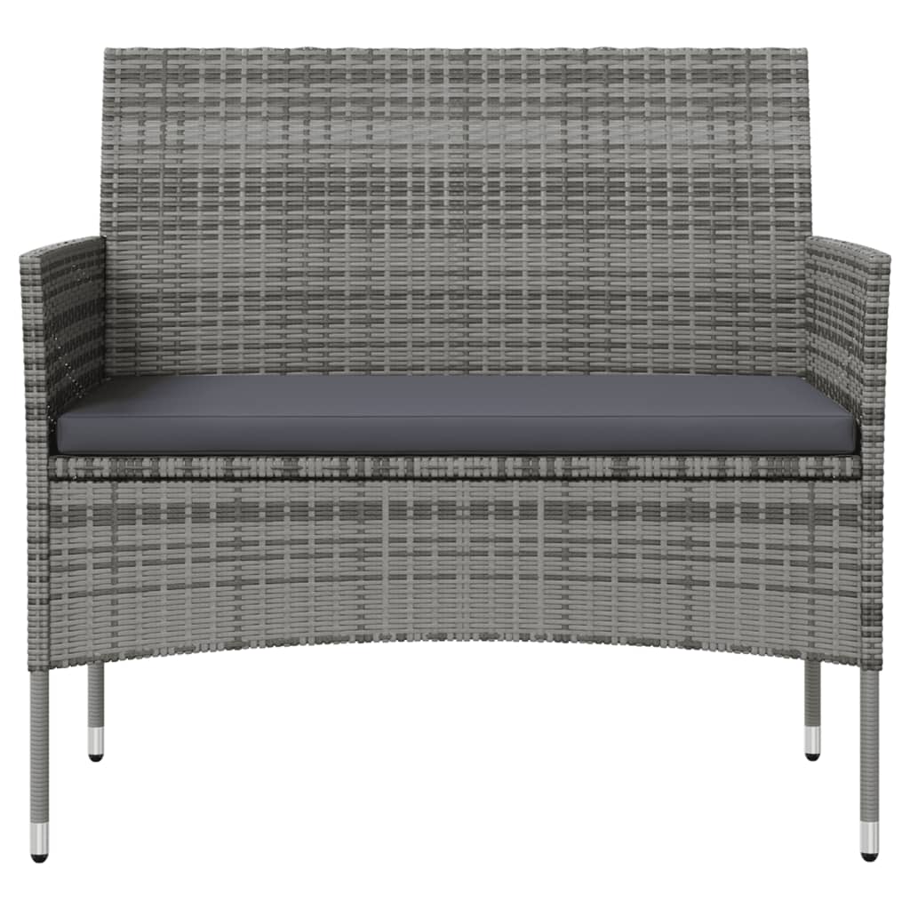 16 Pcs conjunto lounge de jardim c/ almofadões vime PE cinzento