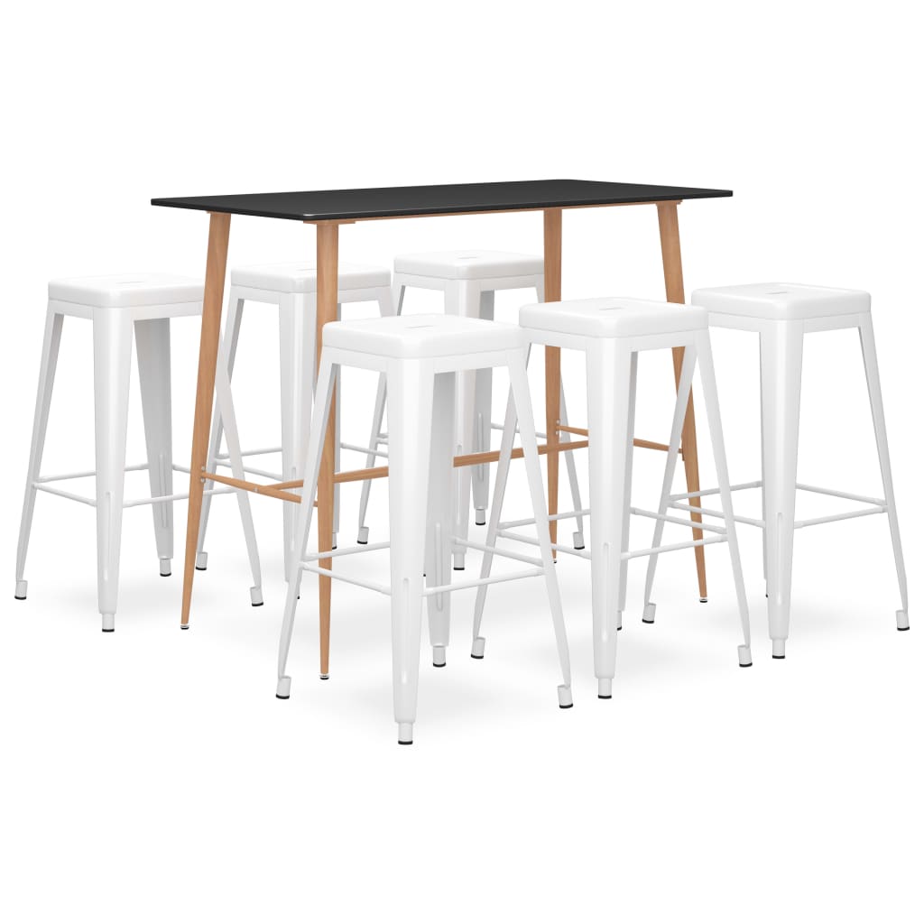 7 Pcs conjunto de bar preto e branco