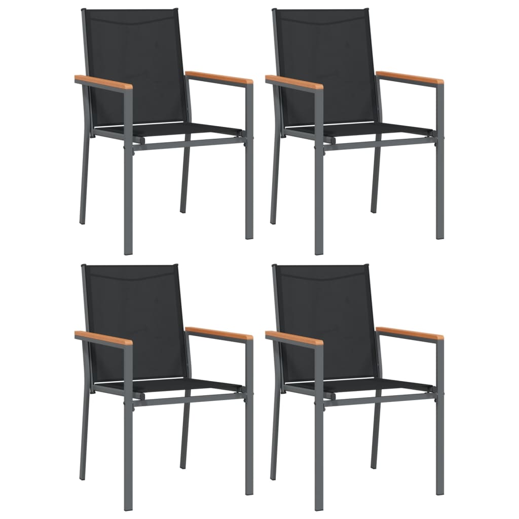 5 Pcs conjunto de jantar para jardim textilene e aço preto