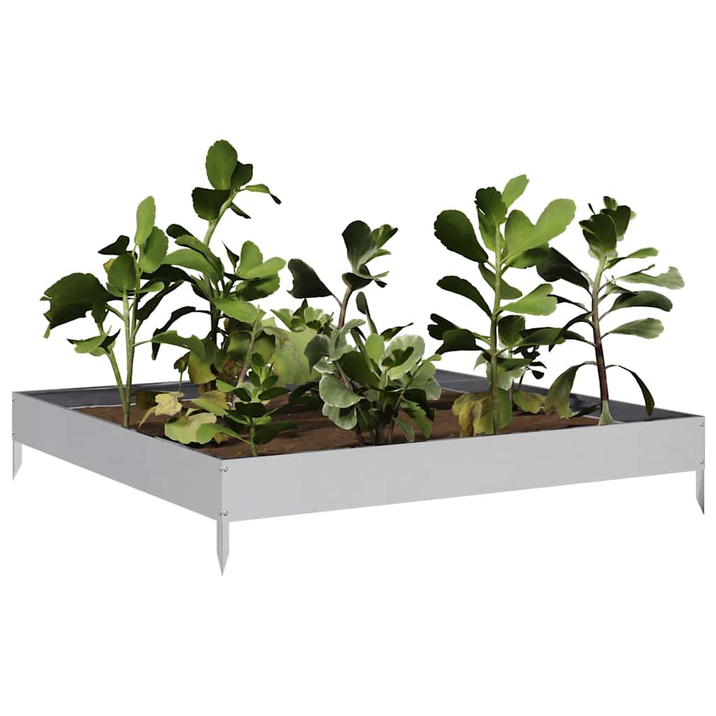 Canteiro elevado de jardim 100x100x18,5 cm aço galvanizado