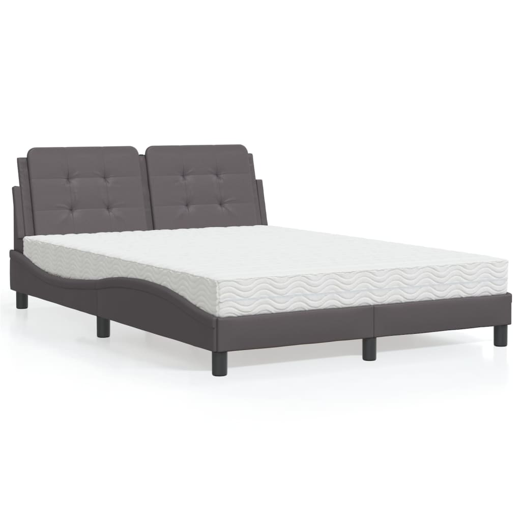 Cama com colchão zadar 140x200 cm couro artificial cinzento