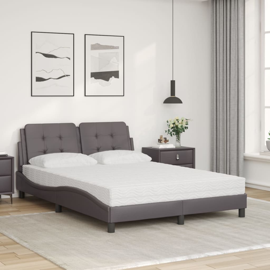 Cama com colchão zadar 140x200 cm couro artificial cinzento