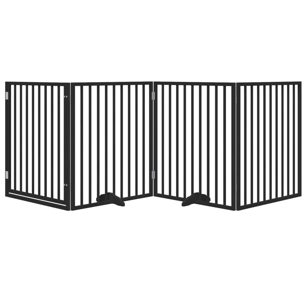 Portão p/ cães com porta dobrável 4 painéis 320 cm álamo preto