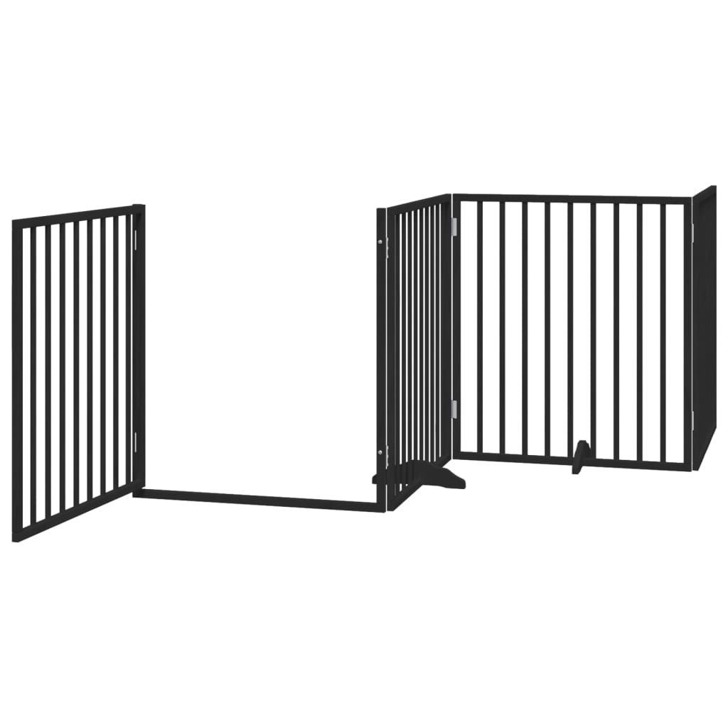 Portão p/ cães com porta dobrável 4 painéis 320 cm álamo preto