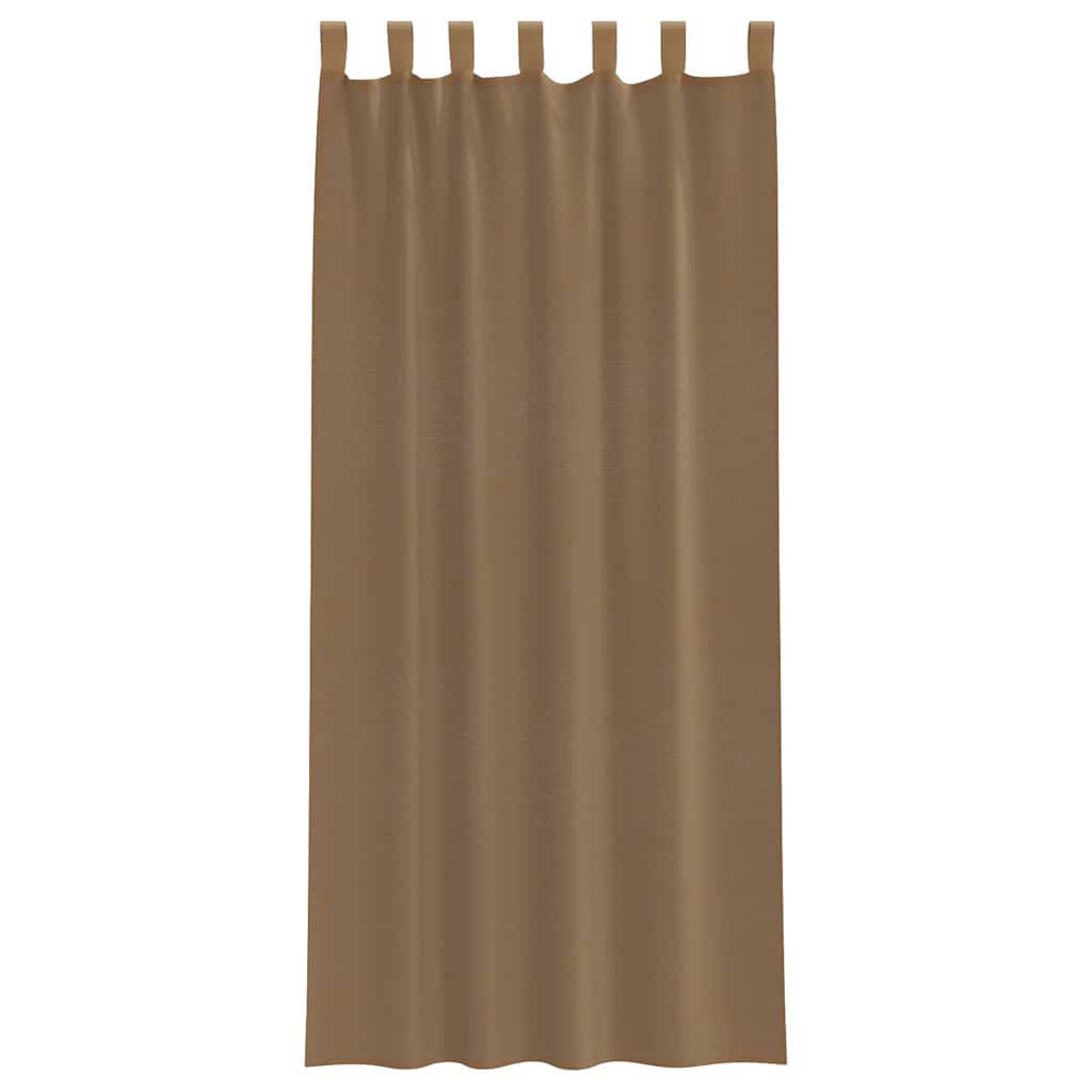 Cortinas de voile com laços 2 pcs castanho-claro 140x245 cm