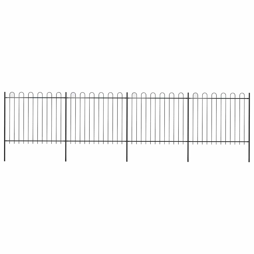 Cerca de jardim com arco superior em aço 671x150 cm preta