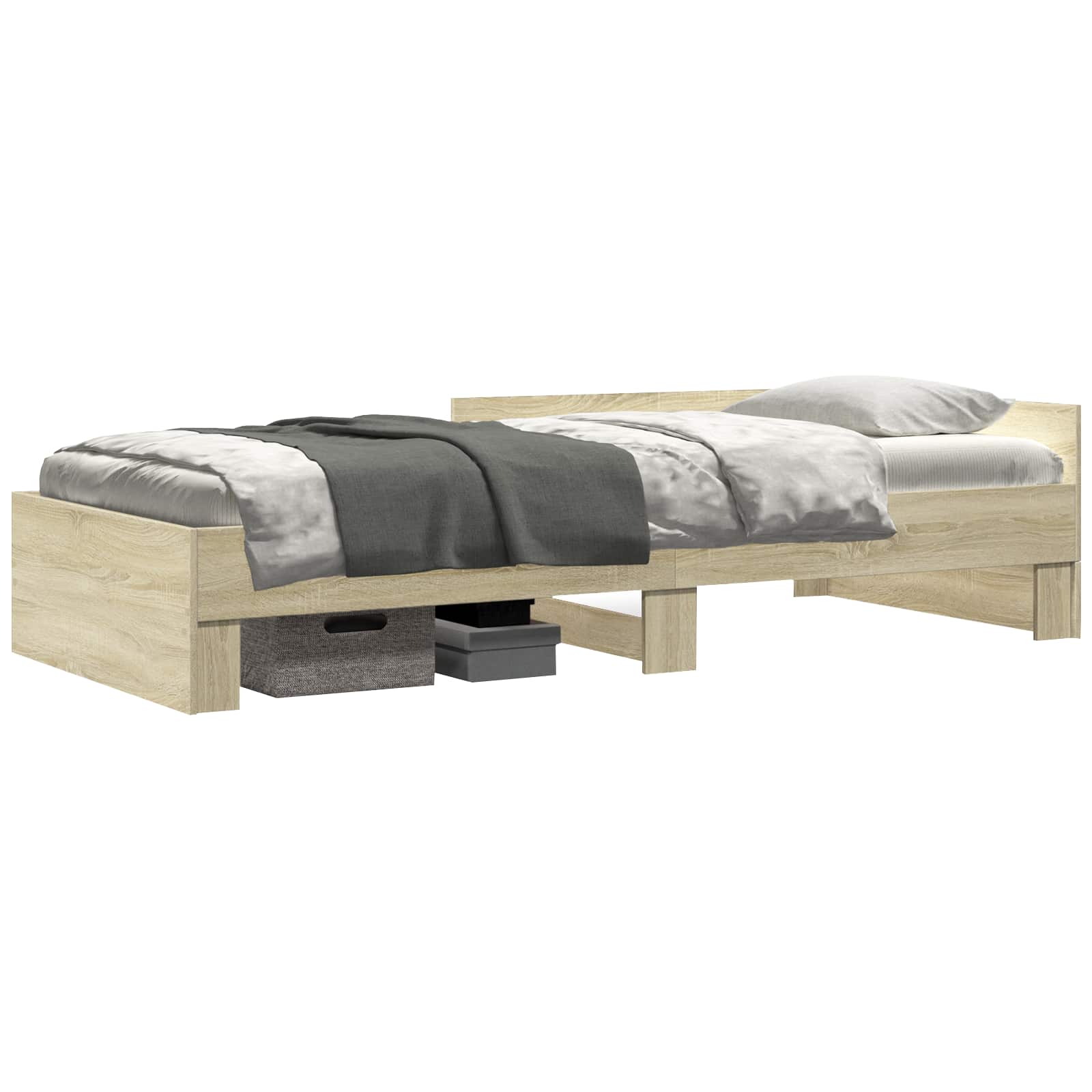 Estrutura de cama com cabeceira carvalho sonoma 80 x 200 cm
