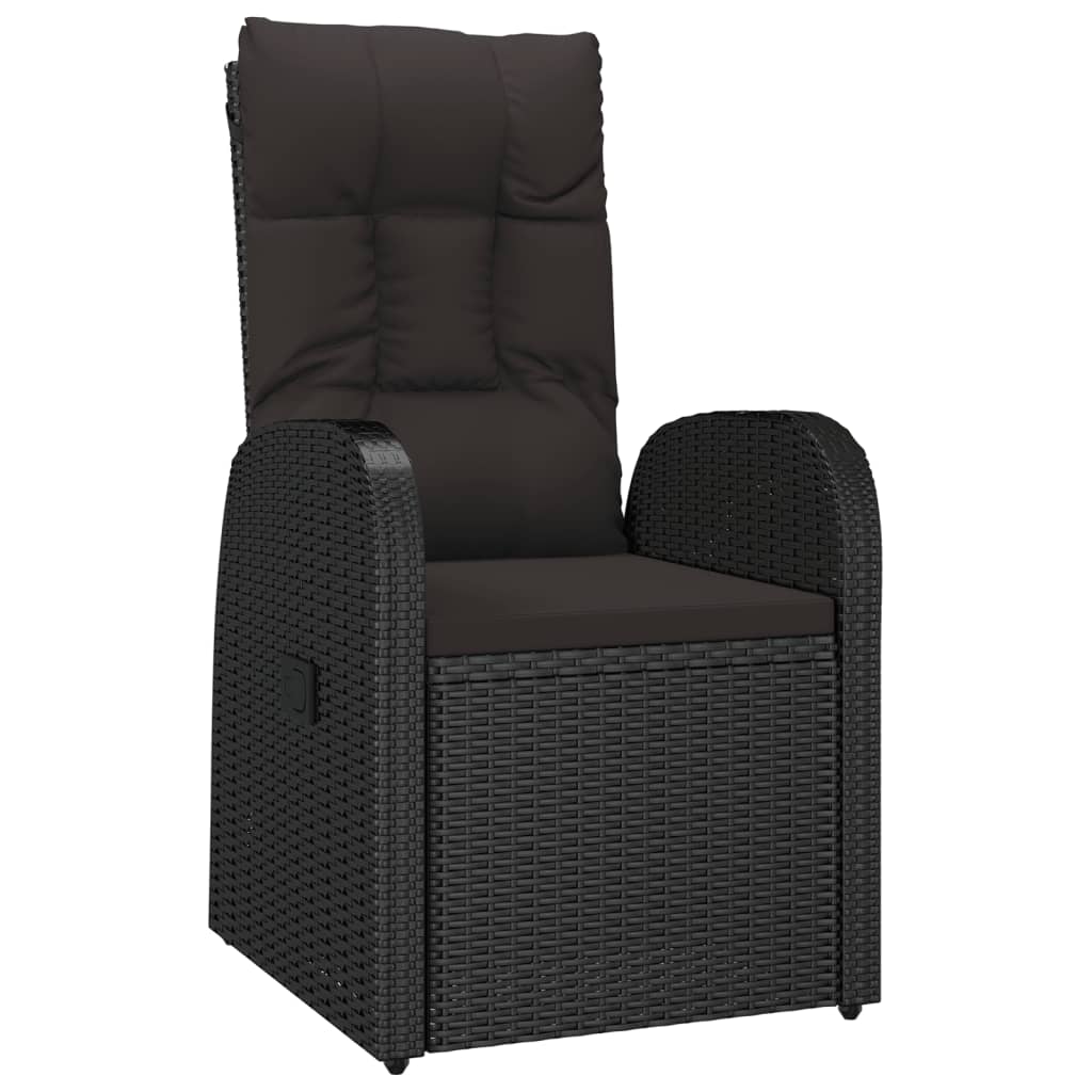 9 Pcs conjunto de jantar p/ jardim c/ almofadões vime PE preto