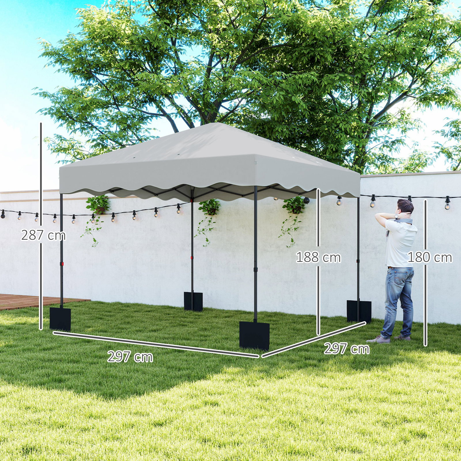 Tenda dobrável pop up tenda 3x3 m tenda para eventos com proteção uv50+ altura ajustável e bolsa de transporte branco
