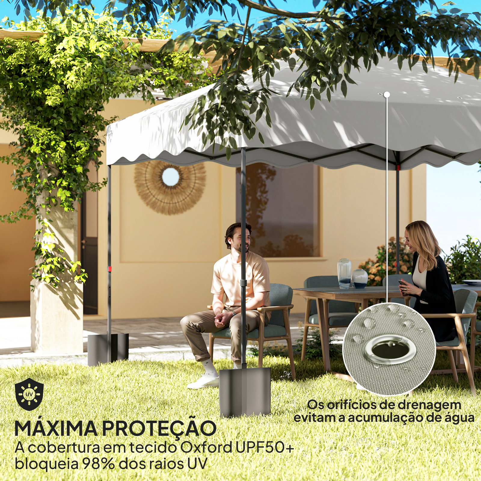 Tenda dobrável pop up tenda 3x3 m tenda para eventos com proteção uv50+ altura ajustável e bolsa de transporte branco