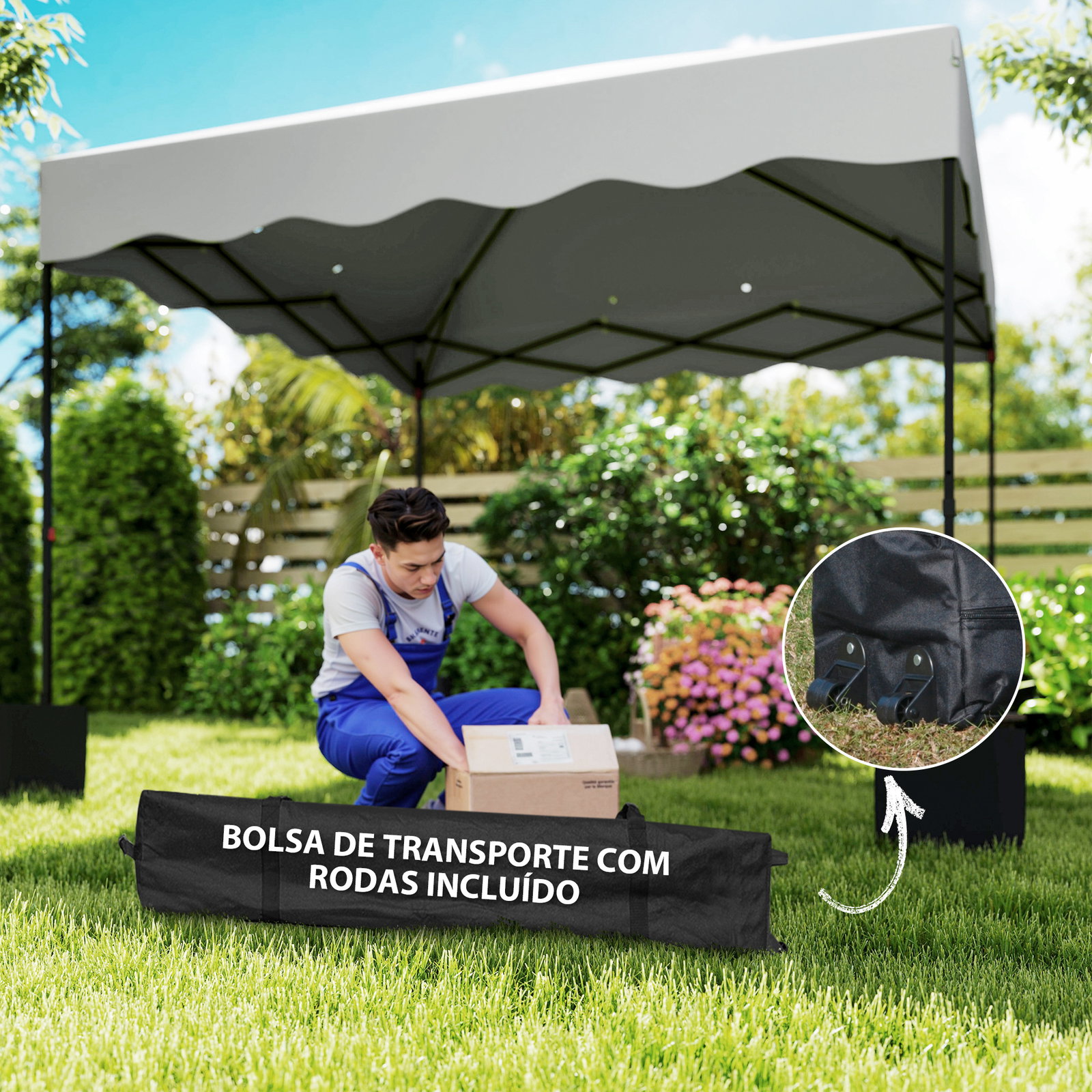 Tenda dobrável pop up tenda 3x3 m tenda para eventos com proteção uv50+ altura ajustável e bolsa de transporte branco