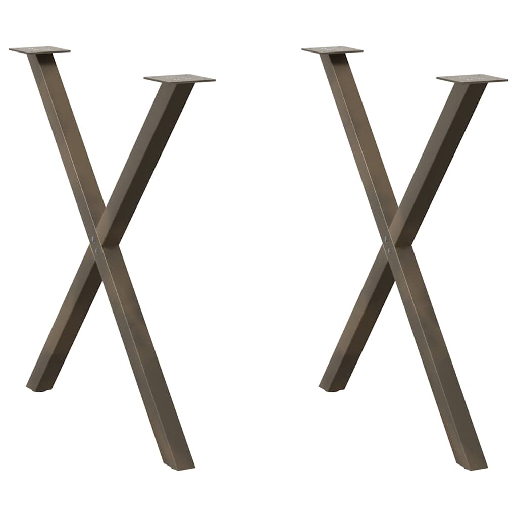 Pés para mesa de jantar em formato de x, 2 peças, aço natural, 80x(72-73) cm, aço