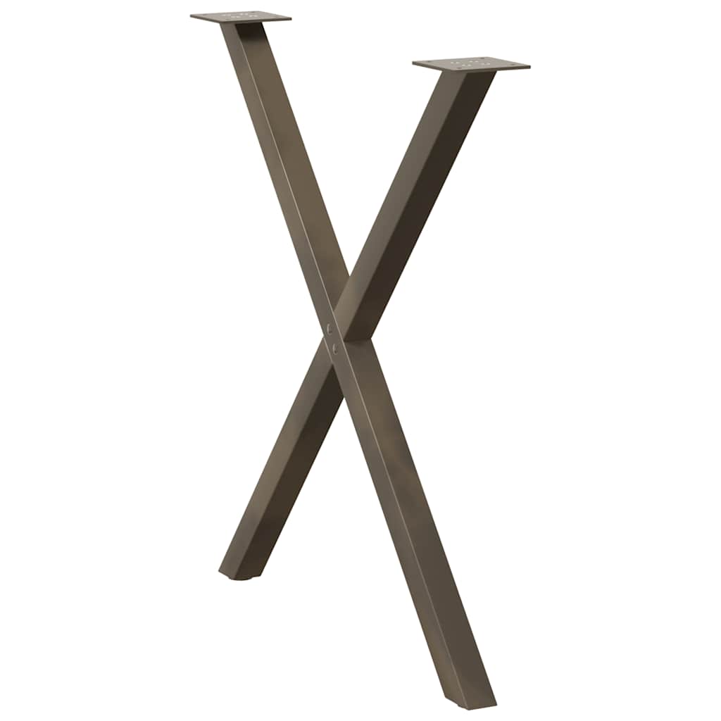 Pés para mesa de jantar em formato de x, 2 peças, aço natural, 80x(72-73) cm, aço