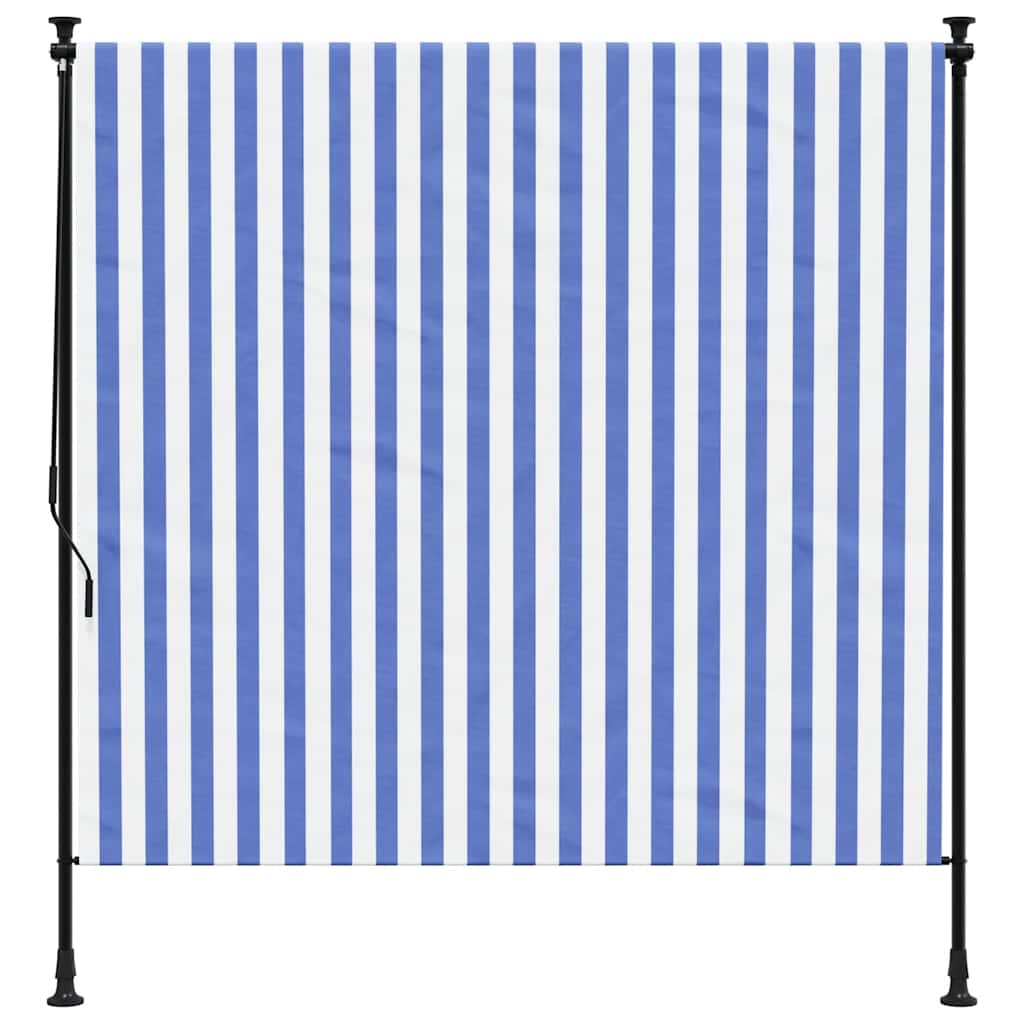 Estore de rolo para exterior 200x270cm tecido/aço azul e branco