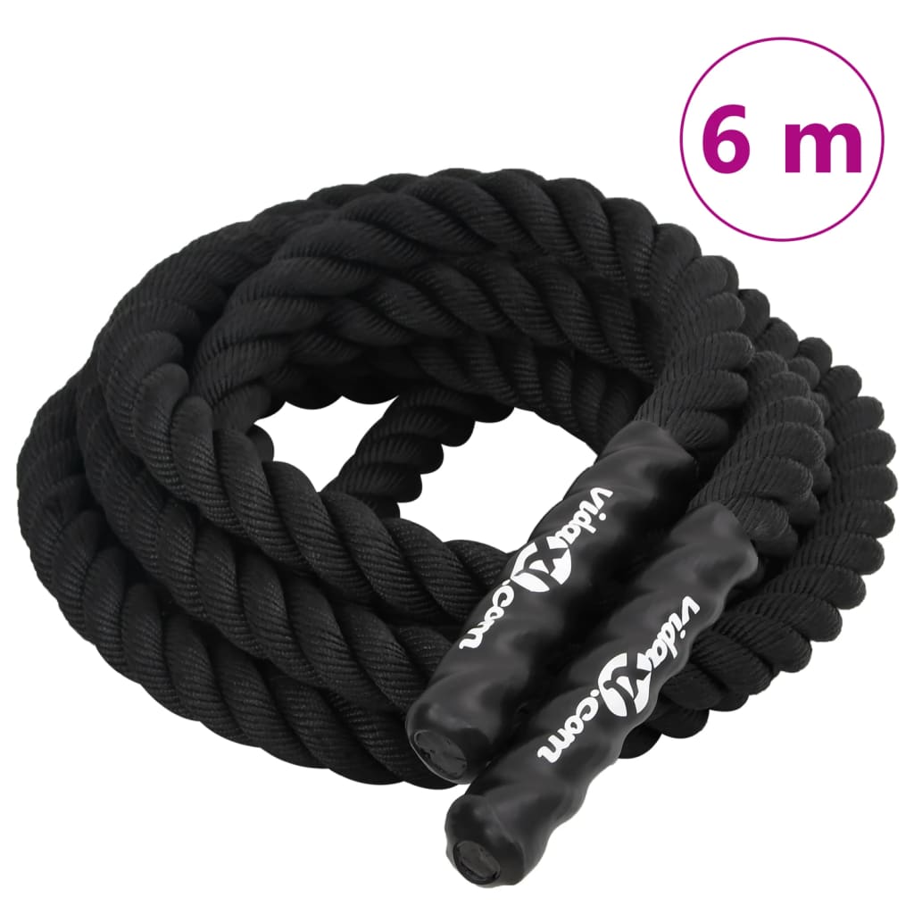 Corda de batalha preta 6 m 4,5 kg poliéster